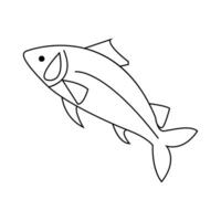 Continuous One line drawing of big fish and single line vector art illustration