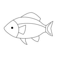 Continuous One line drawing of big fish and single line vector art illustration