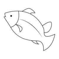 Continuous One line drawing of big fish and single line vector art illustration