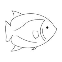 Continuous One line drawing of big fish and single line vector art illustration