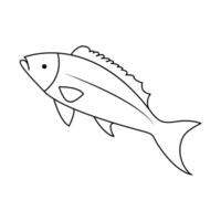 Continuous One line drawing of big fish and single line vector art illustration