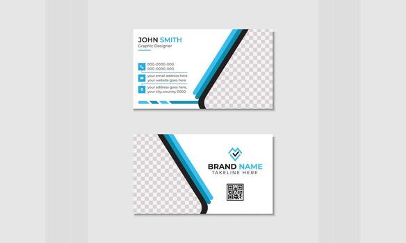 A modern, unique, and uncomplicated blue business card design template. Background of waves in modern, simple, abstract geometric patterns for a stylish, eye-catching business card. vector