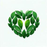 Tranquil Leaves, A Heart of Green Serenity, Generative AI photo