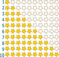 set of stars to display for ten rating. Infographic vector illustration.