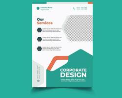 A business brochure or flyer template with a green background vector