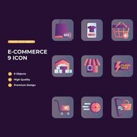 Ecommerce icon set. Gradient style icon bundle. Solid vector icon bundle.