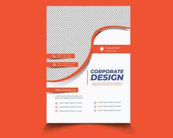 Corporate design template with orange background. vector