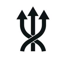 Three Way Direction Arrow Icons, Triple Directional Road Icon Sign, Traffic Sign, Three Way Decision Opportunity Option Arrow Symbol 3 Path Pointing Choice, Y Intersection Sign Vector Illustration