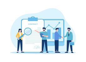 people search and contract approval trending concept flat illustration vector