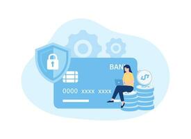 Account card security verification concept flat illustration vector