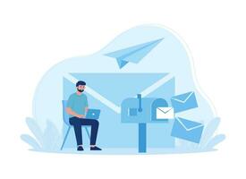man is waiting for a letter from the post office concept flat illustration vector
