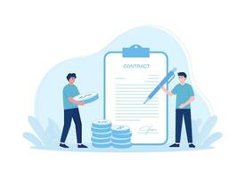 the people are working on contracts concept  flat illustration vector