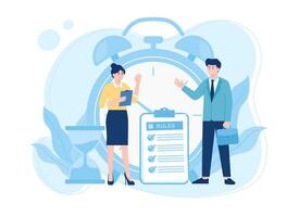 people are talking about working hours rules concept flat illustration vector