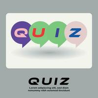 Vector colorful QUIZ banner with geometric composition on a white background.