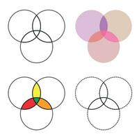 Intersection of three sets circles Venn Diagram vector illustration.