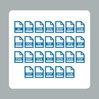 Set of file formats icons format of documents and files extension. vector