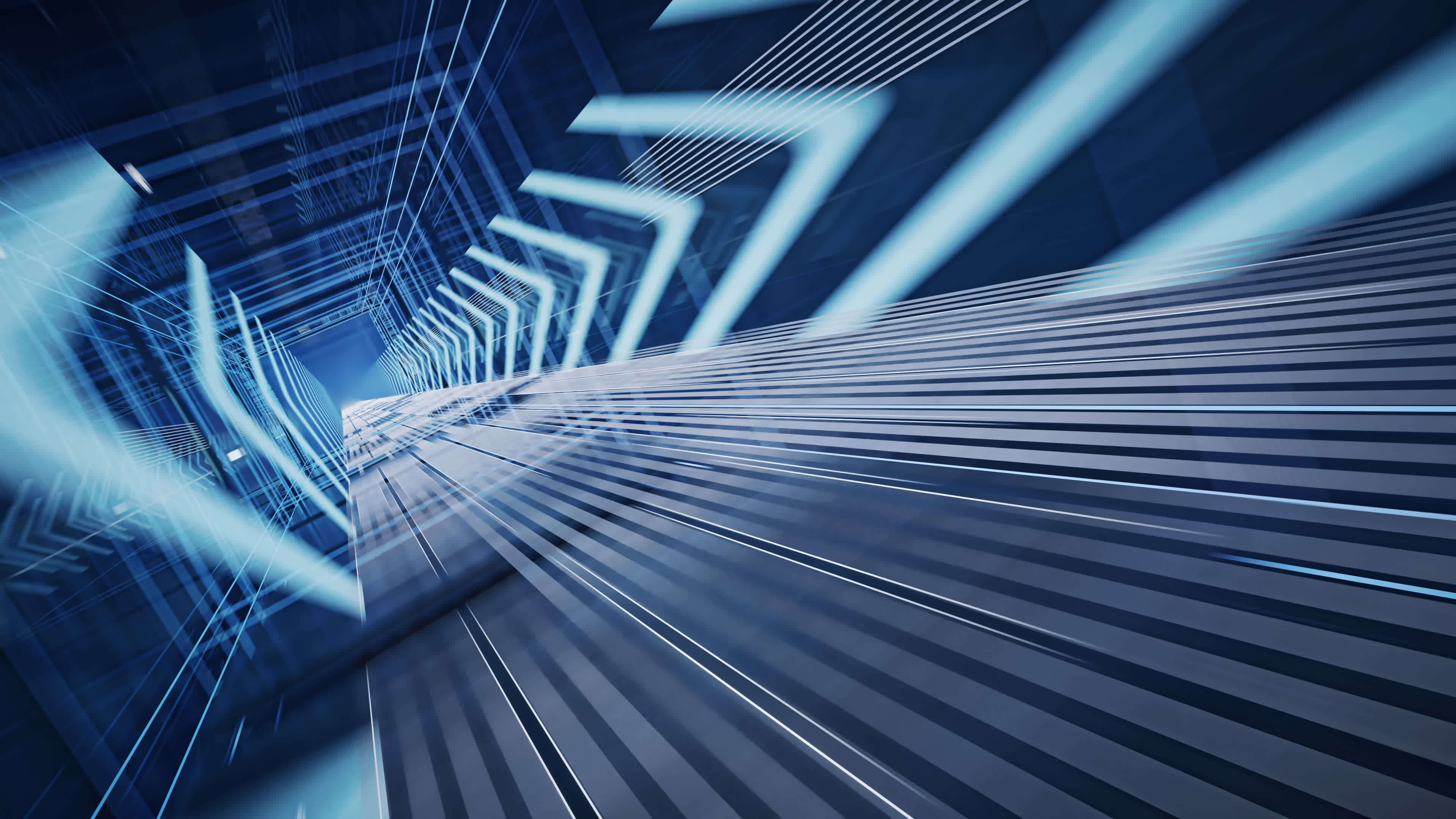 Pass through sci-fi concept tunnel with arrow sign, 3d rendering ...