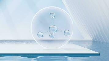 Molecule with water surface background, 3d rendering. video