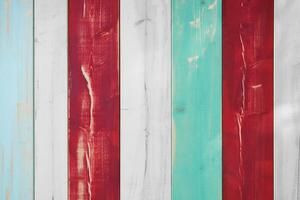 colorful painted wood fence background with vertical wooden boards photo