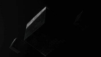 kub med svart bakgrund, industriell begrepp, 3d tolkning. video
