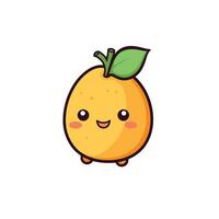 Vector illustration of cute kawaii fruit vector icon, cartoon character mango isolated on white background.