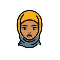 Capturing diversity and culture, this vector illustration depicts a stylish Muslim woman in a hijab. Celebrate inclusivity in your designs.