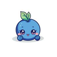 Vector illustration of cute kawaii fruit vector icon, cartoon character blackberry isolated on white background.