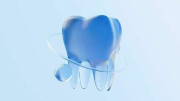 Tooth with glass material, 3d rendering. video