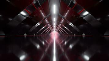 Dark tunnel with glowing light illuminated, 3d rendering. video