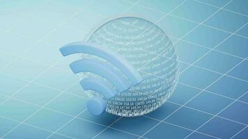 Wireless network technology with wifi sign, 3d rendering. video