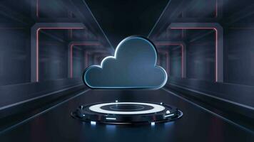 Cloud with technology background, 3d rendering. video