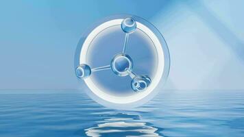 Molecule with water surface background, 3d rendering. video