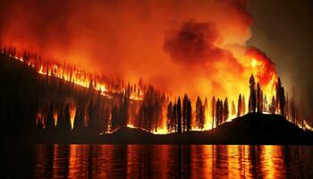 bosque fuego, ai generativo foto