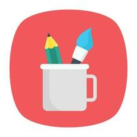 A holder cup, flat vector icon design of pencil holder