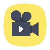 Video camera flat icon design source of filmmaking and video recording vector