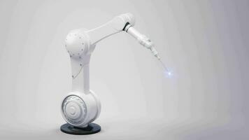 Loop animation of mechanical arm with white background, 3d rendering. video