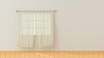 lazo animación de el soplo cortina, interior fondo, 3d representación. video
