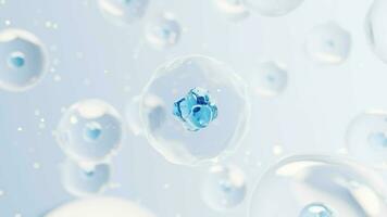transparent cellule avec biotechnologie et cosmétique concept, 3d le rendu. video