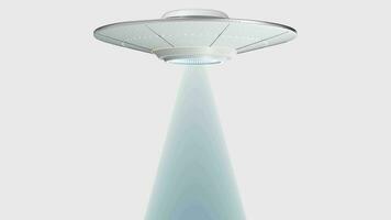 Spinning flying saucer with white background, 3d rendering. video