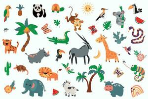 safari animales colocar. mano dibujado estilo. blanco fondo, aislar vector