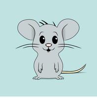 Vector animated gray rat on a blue background