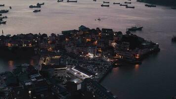 Seaside port with residental houses around, in Taizhou, Zhejiang. video