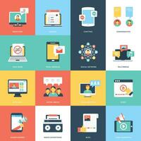 Media Flat Vector Ilustrations Set