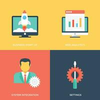 Pack of Project Startup Flat Icons vector