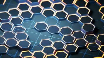 Metallic hexagon material background, 3d rendering. video