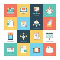 Pack of Digital Marketing Flat Icons vector