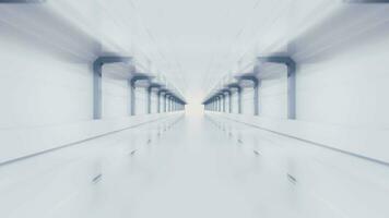 branco esvaziar túnel, futurista túnel, 3d Renderização. video