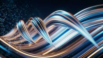 Flowing curve and particles background, 3d rendering. video