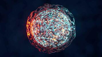 Biochemistry sphere with digital mesh lines, 3d rendering. video