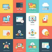 Internet And Security Flat Icons Set vector